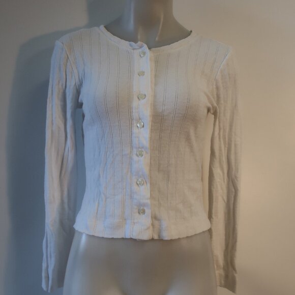 Womens Leset White Cardigan Sweater XS - Picture 1 of 6